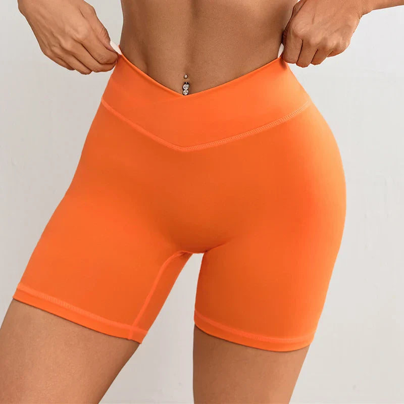 Women V Cross Waist Yoga Shorts 3.5 Workout Shorts Running Fitness Sports Shorts