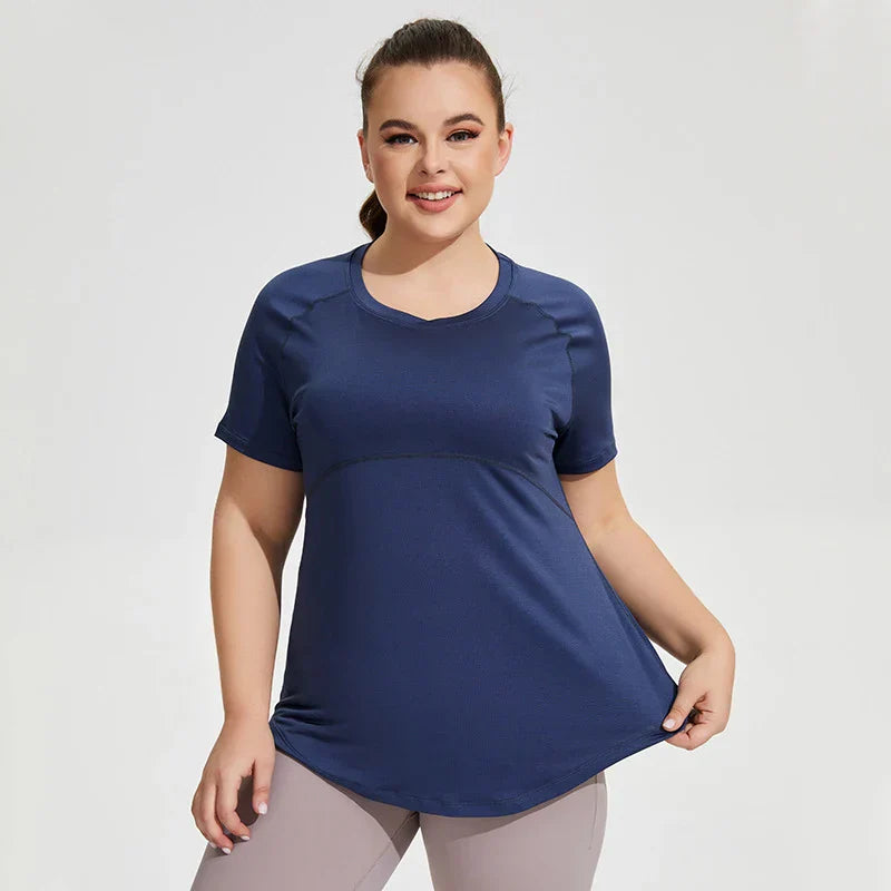 Oversized Long Hip Covering Women Yoga T-shirt Mesh Back Breathable Short Sleeve Running Fitness Top Running Shirts Sportswear