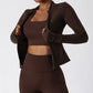 Women Zipper Jacket Yoga T-shirts Solid Sports Top Long Sleeve Crop Tops Running Shirts Sexy Quick Dry Fitness Gym Sport Wear