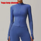 Women Zipper Jacket Yoga T-shirts Solid Sports Top Long Sleeve Crop Tops Running Shirts Sexy Quick Dry Fitness Gym Sport Wear