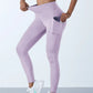 New High Waist Women's Leggings Stretch Yoga Pants Tights With Pockets Push Up Fitness Running Sportswear Solid Color Pants