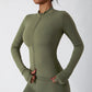 Women Zipper Jacket Yoga T-shirts Solid Sports Top Long Sleeve Crop Tops Running Shirts Sexy Quick Dry Fitness Gym Sport Wear