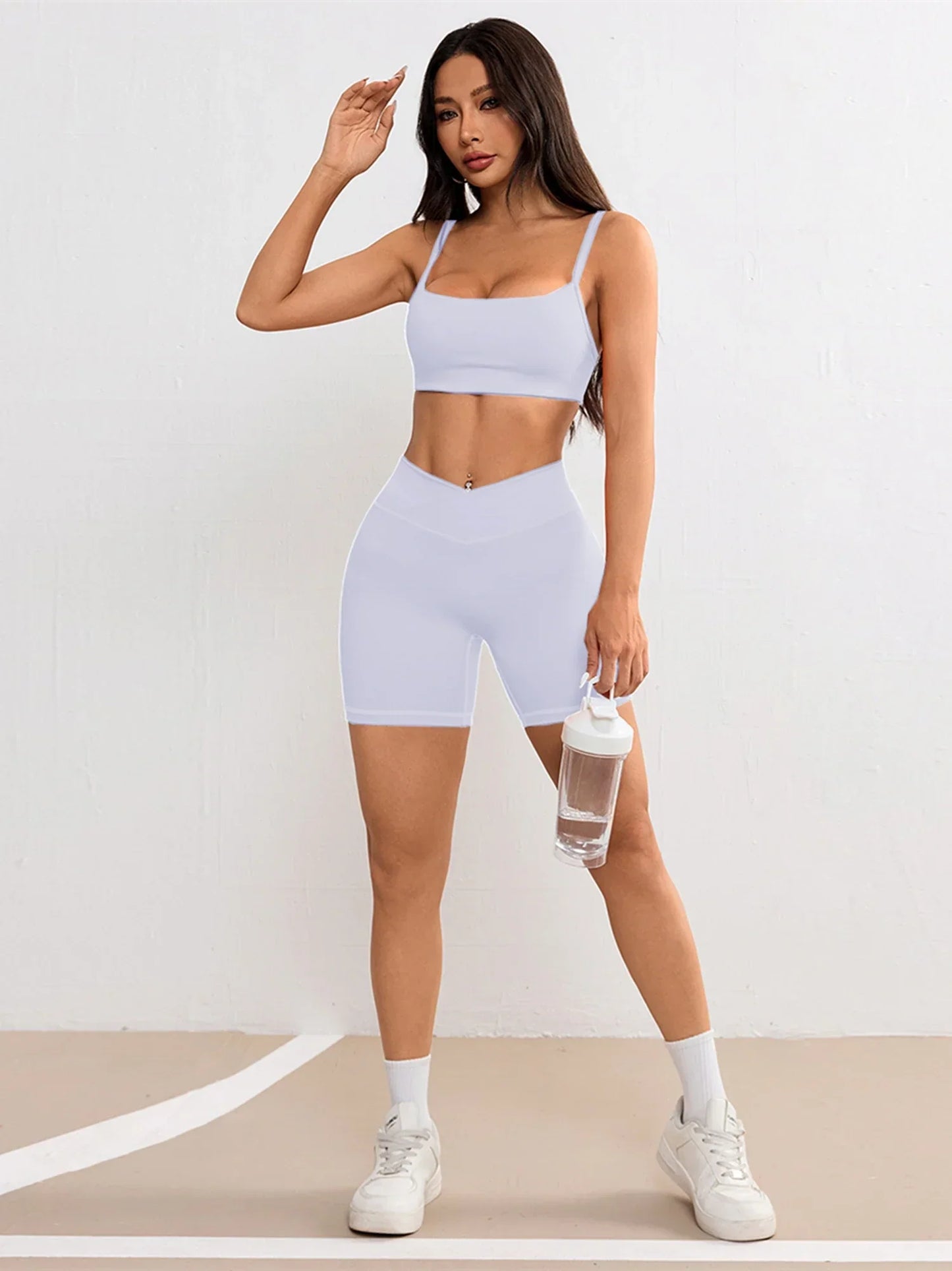 Women V Cross Waist Yoga Shorts 3.5 Workout Shorts Running Fitness Sports Shorts