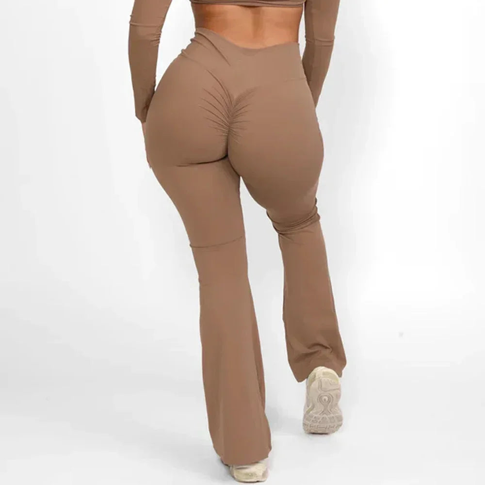 Butt Lifting Flare Scrunch Butt Leggings for Women Tummy Control Wide Leg Flared Yoga Pants