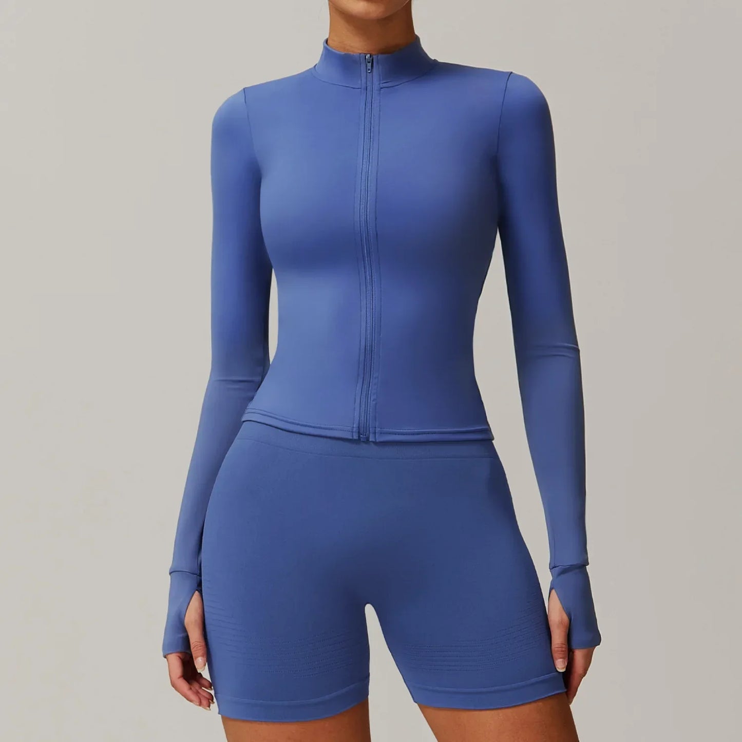 Women Zipper Jacket Yoga T-shirts Solid Sports Top Long Sleeve Crop Tops Running Shirts Sexy Quick Dry Fitness Gym Sport Wear