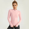 Nude yoga clothes, sports jackets, slim-fit nylon stand-up collar, tight-fitting jackets, tops, running fitness clothes