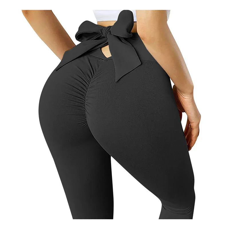 Yoga Pants Bow Tie Women Leggings Tights High Waist