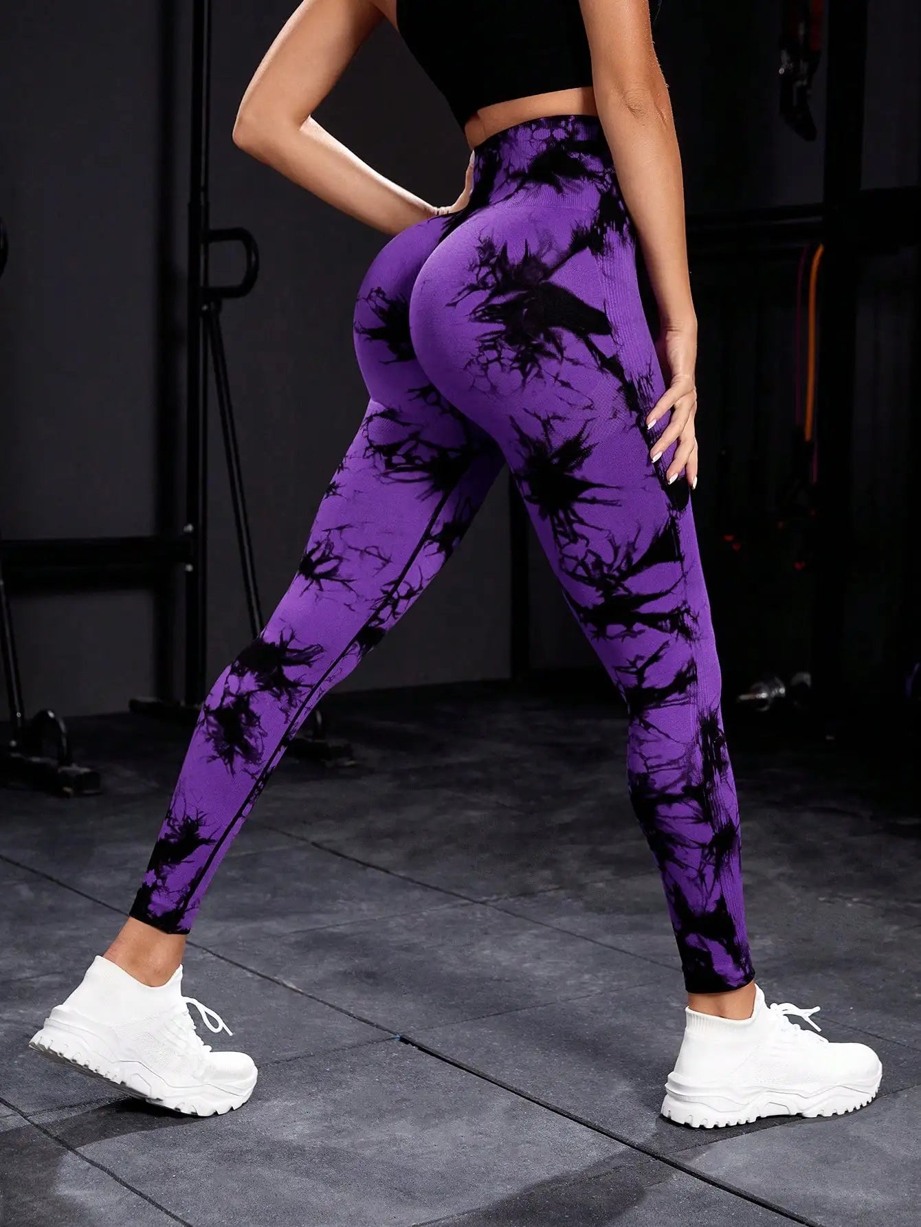 Woma Yoga Trendy Tie Dye Yoga Tights Seamless High Stretch Tummy Control Gym Leggings Seamless Tie Dye Leggings 2023 New