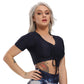 Textured Short Sleeve Crop Top