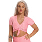 Textured Short Sleeve Crop Top